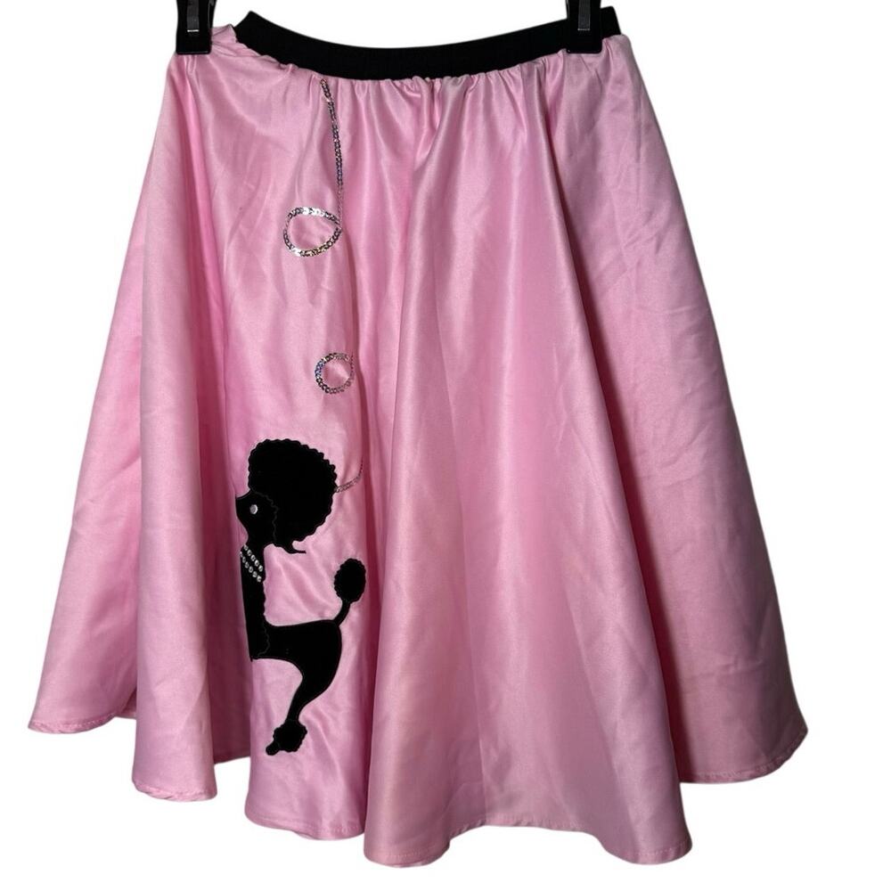 Girls Sz L 12 14 Sock Hop Sweetie Pink Black Poodle Skirt 50S Costume VGUC